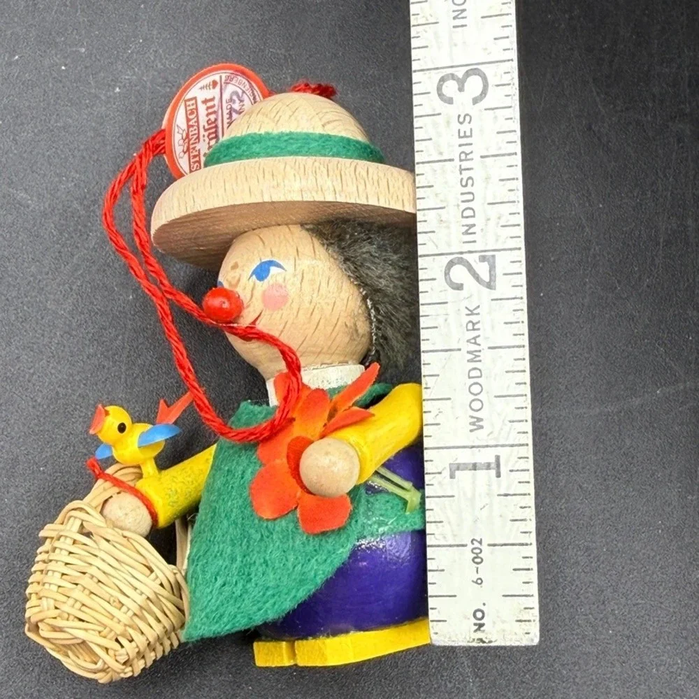 Vintage Steinbach Ornament Gardener Wooden Hand Painted Bird Flower‎ Cottage